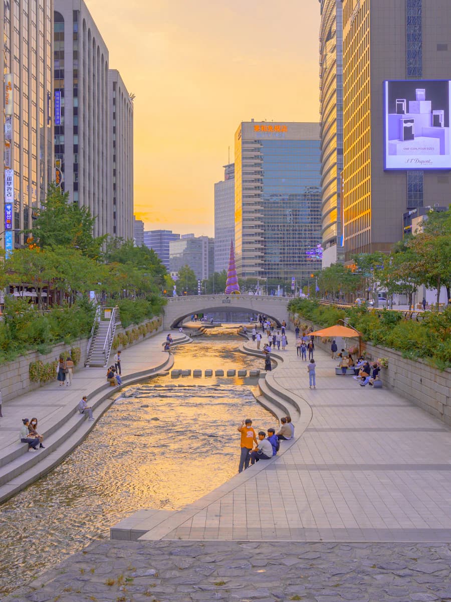 A bright daytime street in central Seoul