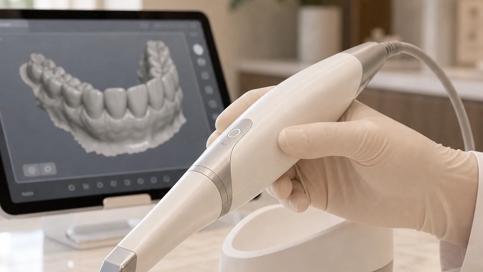 A digital scan being taken for an aligner plan