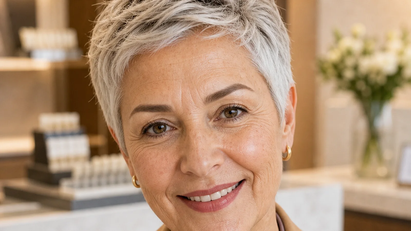 A woman with a calm, comfortable smile after treatment