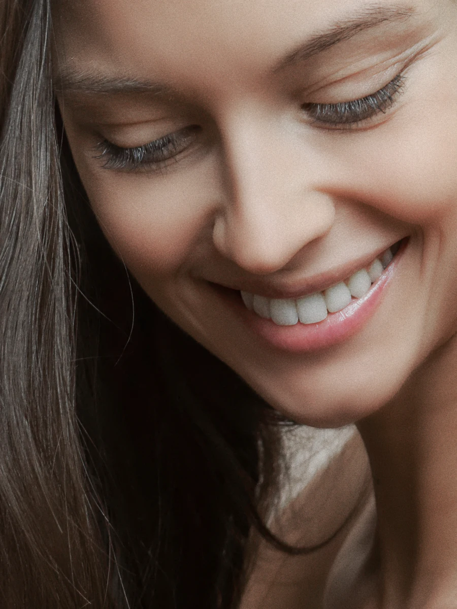 A close-up of a bright, natural smile